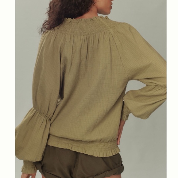 NWT Anthropologie Porridge Long-Sleeve Gauze Smocked Top M - Picture 4 of 12